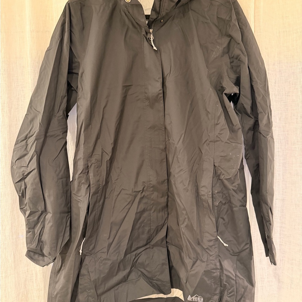 REI Black Trench Raincoat